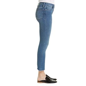 Free People Mid Rise Distressed Raw Hem Skinny Leg Jeans